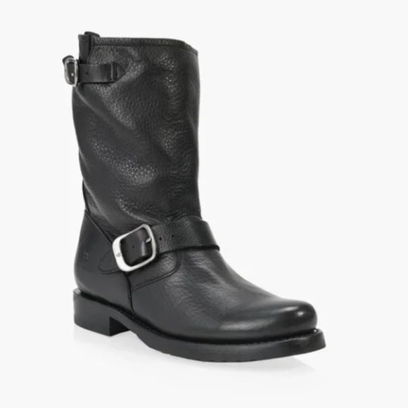 FRYE Veronica Leather Combat Boots - Black Butter-Soft Leather - Picture 6 of 6